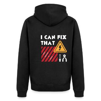 Fix That Funny Electrician Craftsmen Electro - Unisex Premium Organic Zip Hoodie - black - Back - Nico (187cm)