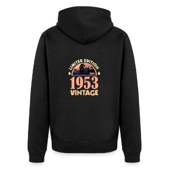 June 1953 - Birthday Present, Limited Edition - Unisex Premium Organic Zip Hoodie - black - Back - Nico (187cm)