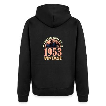 May 1953 - Birthday present, Limited Edition - Unisex Premium Organic Zip Hoodie - black - Back - Nico (187cm)