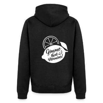 Gimme Vitamins Ironic Sommerlimonadensaft - Unisex Premium Bio Zip Hoodie - Schwarz - Hinten - Nico (187cm)