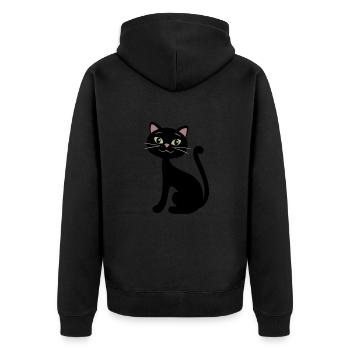 Happy black cat - Unisex Premium Organic Zip Hoodie - black - Back - Nico (187cm)
