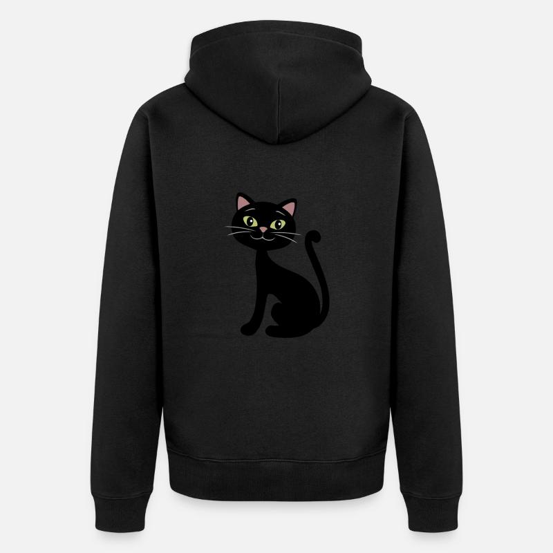 Chat noir heureux - Veste à capuche bio Premium Unisexe - noir
