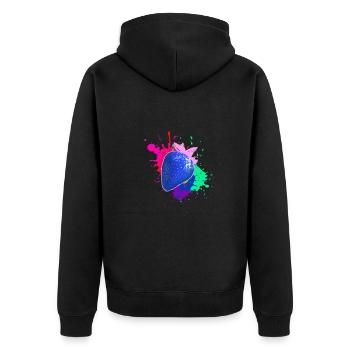Pop Art, Strawberry, Splash of Color, Splash - Unisex Premium Organic Zip Hoodie - black - Back - Nico (187cm)