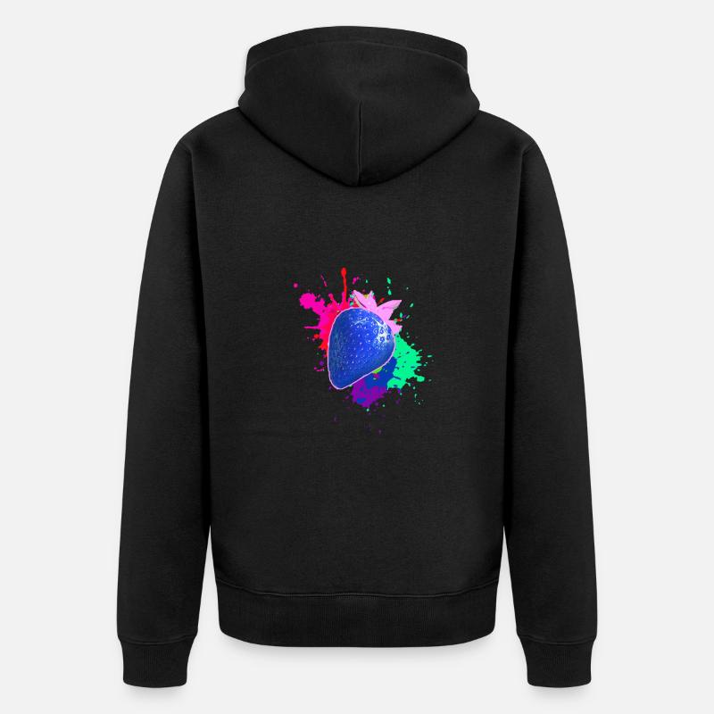 pop-art,erdbeere,farbklecks, splash - Unisex Premium Bio Zip Hoodie - Schwarz