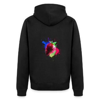 Pop Art, Strawberry, Splash of Color, Splash - Unisex Premium Organic Zip Hoodie - black - Back - Nico (187cm)