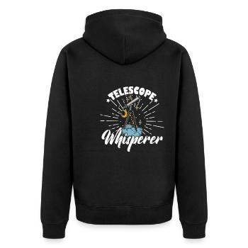 Space Stars Planets Telescope Astronomy - Unisex Premium Organic Zip Hoodie - black - Back - Nico (187cm)