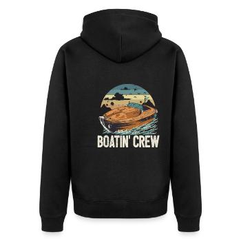 Motorboating Squad Pontoon Boatin Crew Lake Life - Unisex Premium Bio Zip Hoodie - Schwarz - Hinten - Nico (187cm)