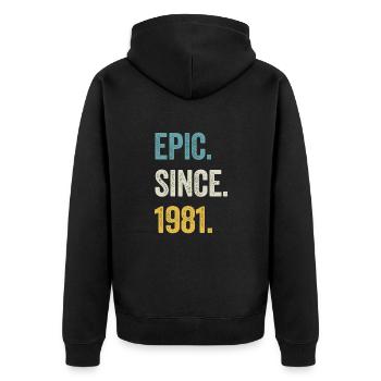 43e anniversaire 43 ans d’épopée depuis 1981 - Veste à capuche bio Premium Unisexe - noir - Dos - Nico (187cm)