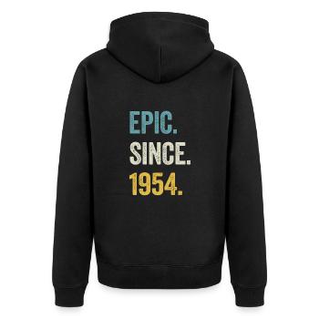 70. Geburtstag 70 Jahre Epic Since 1954 - Unisex Premium Bio Zip Hoodie - Schwarz - Hinten - Nico (187cm)