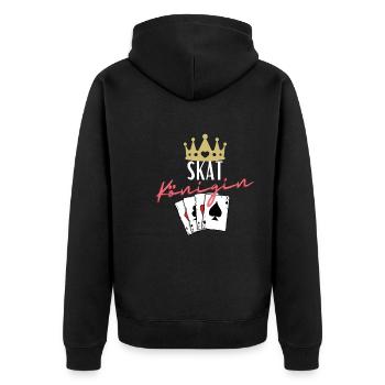 Skat Königin - Unisex Premium Bio Zip Hoodie - Schwarz - Hinten - Nico (187cm)