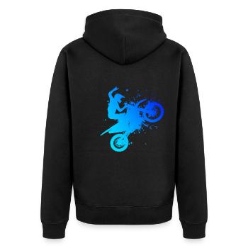 Dirtbike Motocross Freestyle Motocross Herren - Unisex Premium Bio Zip Hoodie - Schwarz - Hinten - Nico (187cm)