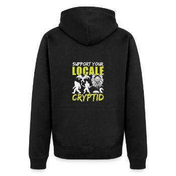 UFO Fantasy Cryptid Supports local Cryptid - Unisex Premium Organic Zip Hoodie - black - Back - Nico (187cm)