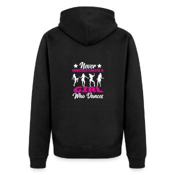 Ne sous-estimez jamais une fille qui danse - Veste à capuche bio Premium Unisexe - noir - Dos - Nico (187cm)