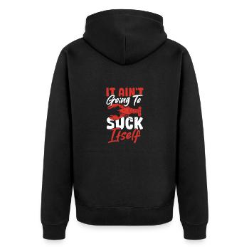 Crayfish Crawfish Crabfish It Ain't Suck Itself - Unisex Premium Bio Zip Hoodie - Schwarz - Hinten - Nico (187cm)