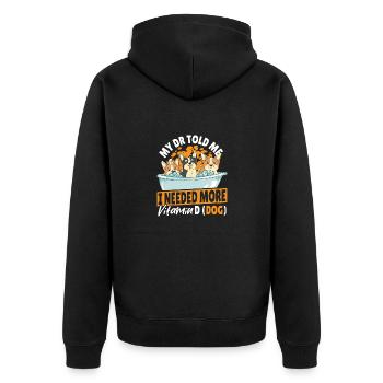 Corgi I Need More Vitamin Dog Dog - Unisex Premium Organic Zip Hoodie - black - Back - Nico (187cm)