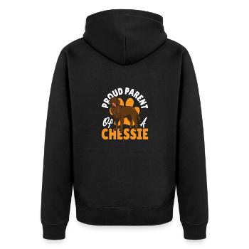 Chessie Jagdhund Chesapeake Bay Retriever - Unisex Premium Bio Zip Hoodie - Schwarz - Hinten - Nico (187cm)