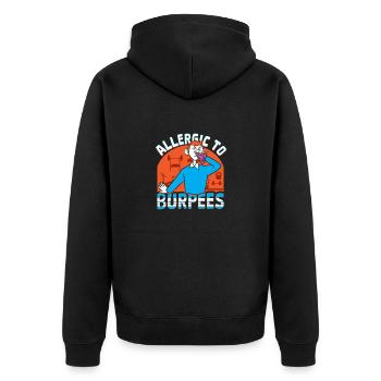 Burpees Training, Squat, Kardiotraining - Unisex Premium Bio Zip Hoodie - Schwarz - Hinten - Nico (187cm)