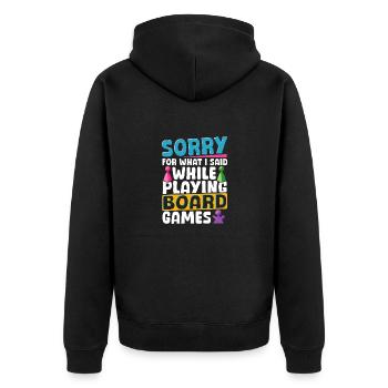 Spielen von Brettspielen Brettspiel Game - Unisex Premium Bio Zip Hoodie - Schwarz - Hinten - Nico (187cm)