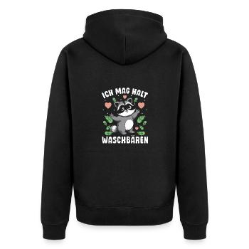 Städtischer Räuber Ich Mag Halt Waschbären - Unisex Premium Bio Zip Hoodie - Schwarz - Hinten - Nico (187cm)