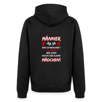 Les hommes de plus de 50 ans sont très chauds... 50e anniversaire - Veste à capuche bio Premium Unisexe - noir - Dos - Nico (187cm)