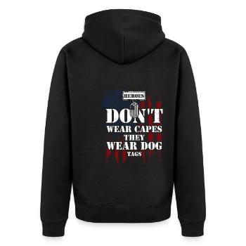 Heroes Don't Wear Capes They Wea... - Unisex Premium Organic Zip Hoodie - black - Back - Nico (187cm)