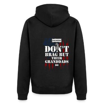 Soldiers Don't Brag But Their Gr... - Unisex Premium Bio Zip Hoodie - Schwarz - Hinten - Nico (187cm)
