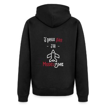 j'peux pas j'ai modélisme - Veste à capuche bio Premium Unisexe - noir - Dos - Nico (187cm)