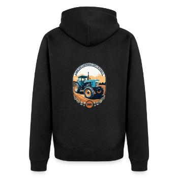 Landwirte 2024 - Unisex Premium Bio Zip Hoodie - Schwarz - Hinten - Nico (187cm)