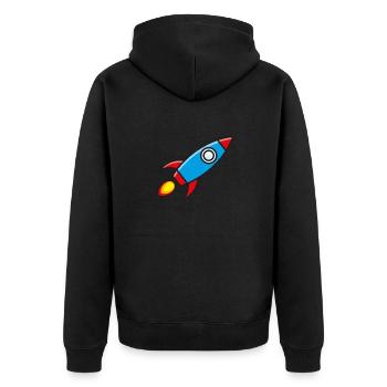 Dessin animé de vaisseau spatial de fusée - Veste à capuche bio Premium Unisexe - noir - Dos - Nico (187cm)