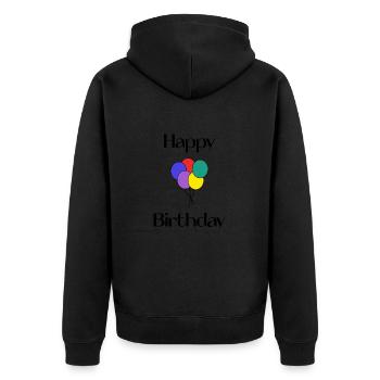 JOYEUX ANNIVERSAIRE. HAPPY BIRTHDAY. ANNIVERSAIRE. - Veste à capuche bio Premium Unisexe - noir - Dos - Nico (187cm)