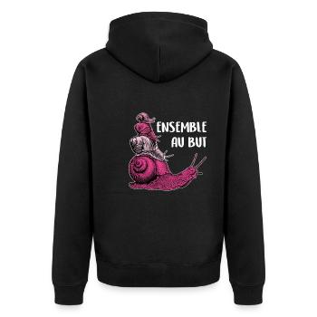 ensemble vers le but quatre escargots et proverbe - Veste à capuche bio Premium Unisexe - noir - Dos - Nico (187cm)