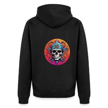 Motif décoratif de crâne coloré dans le style gothique - Veste à capuche bio Premium Unisexe - noir - Dos - Nico (187cm)
