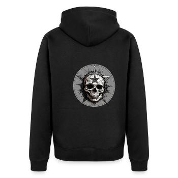 Pale skull with pentagram in black and white - Unisex Premium Organic Zip Hoodie - black - Back - Nico (187cm)
