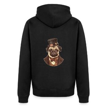 Steampunk Mops - Unisex Premium Bio Zip Hoodie - Schwarz - Hinten - Nico (187cm)