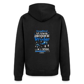 Ich Werde Großer Bruder 2026 Traktor - Unisex Premium Bio Zip Hoodie - Schwarz - Hinten - Nico (187cm)