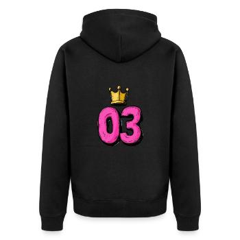 Jersey à 3 chiffres Couronne - Veste à capuche bio Premium Unisexe - noir - Dos - Nico (187cm)