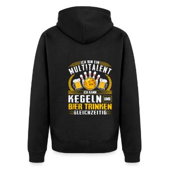 Multitalent Kegeln Bier Trinken Kegelsport - Unisex Premium Bio Zip Hoodie - Schwarz - Hinten - Nico (187cm)
