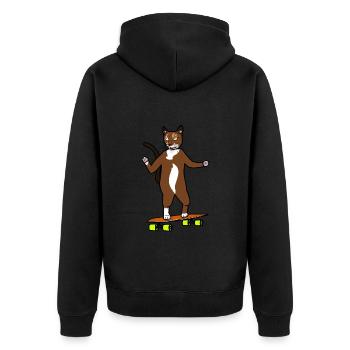 Longboard Cat Crazy Skating Cat Skateboard - Veste à capuche bio Premium Unisexe - noir - Dos - Nico (187cm)