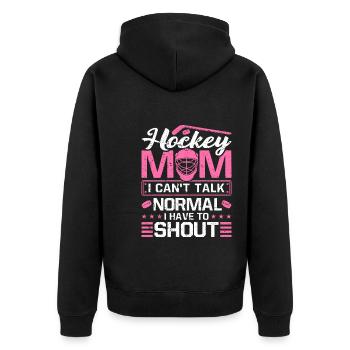 Hockey Mom Eishockey - Unisex Premium Bio Zip Hoodie - Schwarz - Hinten - Nico (187cm)