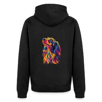 Bunte Dackel Hundekunst für Hundeliebhaber - Unisex Premium Bio Zip Hoodie - Schwarz - Hinten - Nico (187cm)