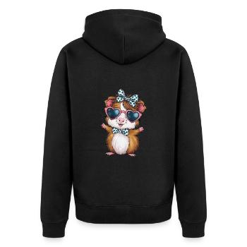 Coole Meerschweinchen mit Herz-Sonnenbrille - Unisex Premium Bio Zip Hoodie - Schwarz - Hinten - Nico (187cm)