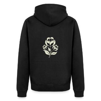 Blumen - Frühling - Sommer - Spruch - Unisex Premium Bio Zip Hoodie - Schwarz - Hinten - Nico (187cm)