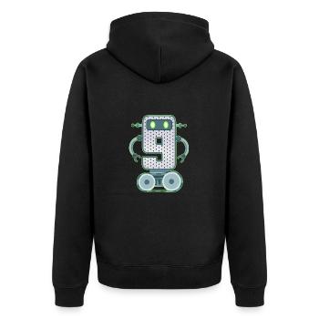 9ème anniversaire d’un petit robot de 9 ans de technologie - Veste à capuche bio Premium Unisexe - noir - Dos - Nico (187cm)