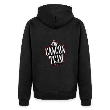 Cancun Team - Unisex Premium Organic Zip Hoodie - black - Back - Nico (187cm)