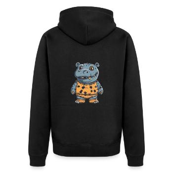 Nilpferd Halloween Comic Lustig - Unisex Premium Bio Zip Hoodie - Schwarz - Hinten - Nico (187cm)