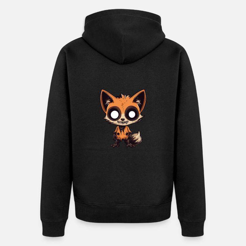 Fox Halloween Comic Funny - Unisex Premium Organic Zip Hoodie - black