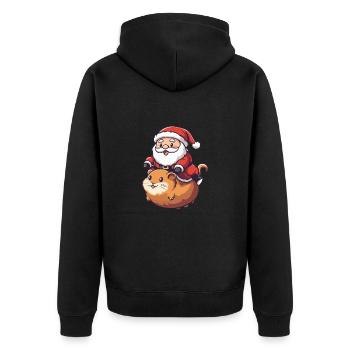 Hamster Santa Claus - Unisex Premium Organic Zip Hoodie - black - Back - Nico (187cm)