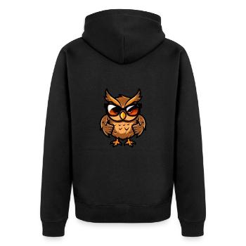 Eule Tier - Unisex Premium Bio Zip Hoodie - Schwarz - Hinten - Nico (187cm)