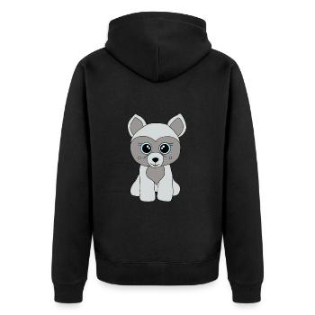 Süßer grauer Hund - Unisex Premium Bio Zip Hoodie - Schwarz - Hinten - Nico (187cm)