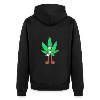 Der Bloom - Weed Cannabis Stoned Hanf Marihuana - Unisex Premium Bio Zip Hoodie - Schwarz - Hinten - Nico (187cm)